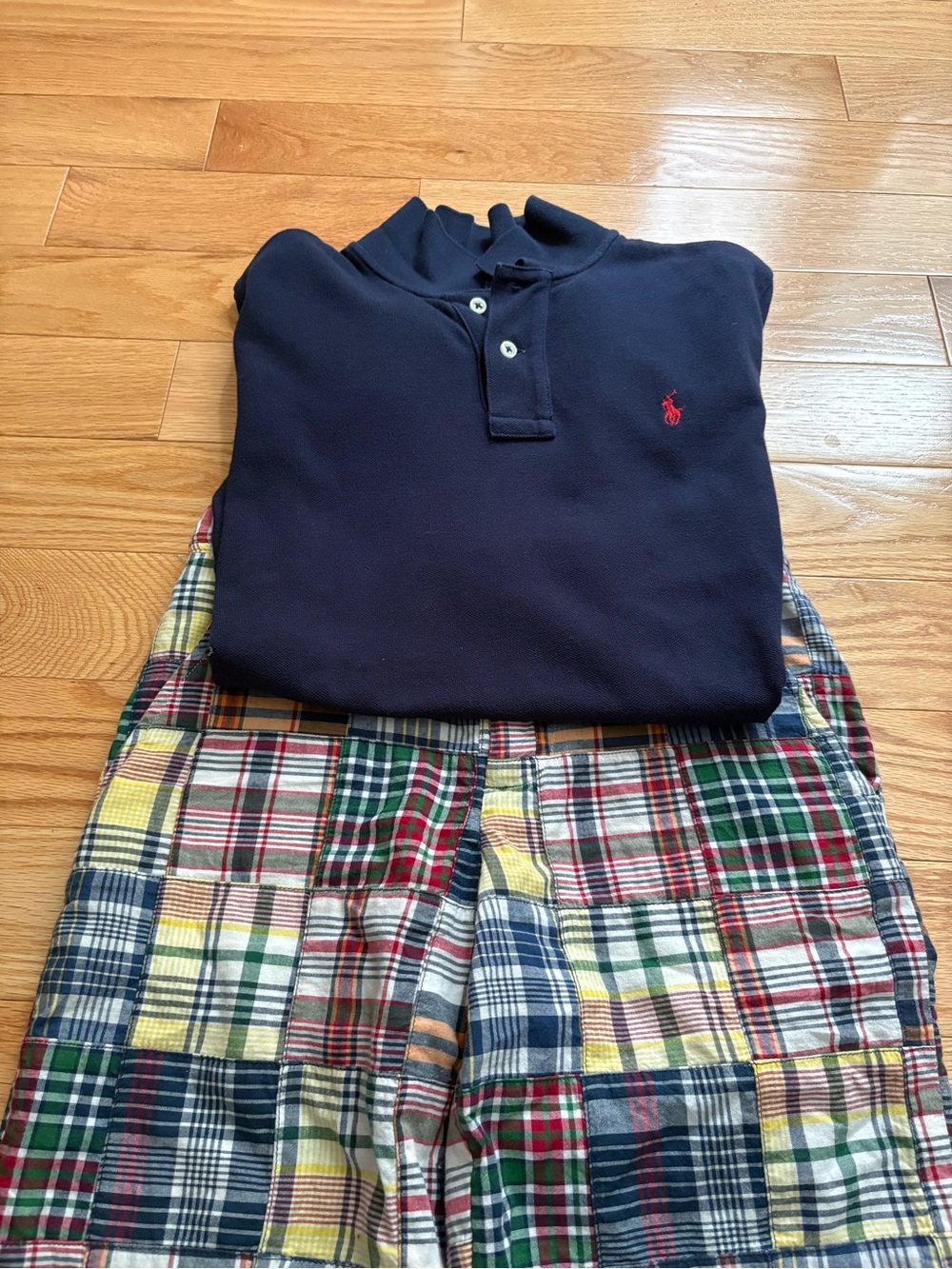 Polo Ralph Lauren Navy Polo and Madras shorts set